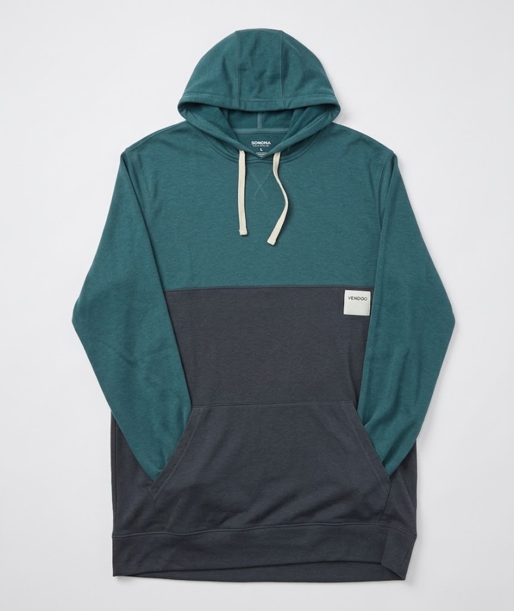 Sonoma Goods for Life Men's L Tall Teal/Colorblock Double-Knit Hoodie